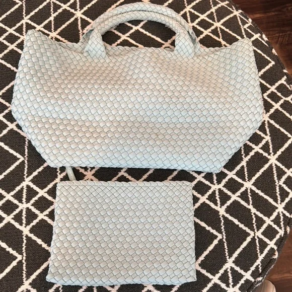 Women’s light blue naghedi woven purse with smaller wallet bag - Picture 1 of 8